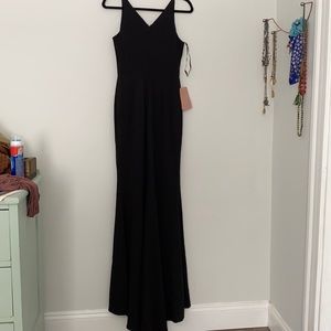 Bhldn Jones V-neck Crepe Dress in black